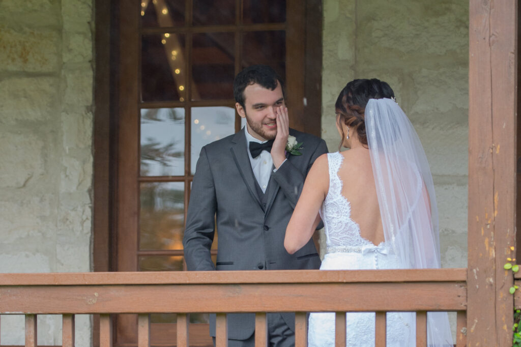 first look, groom getting emotional