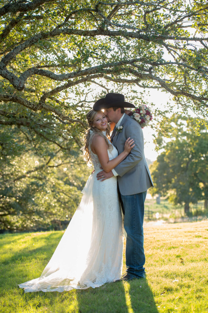 bride and groom sunset session