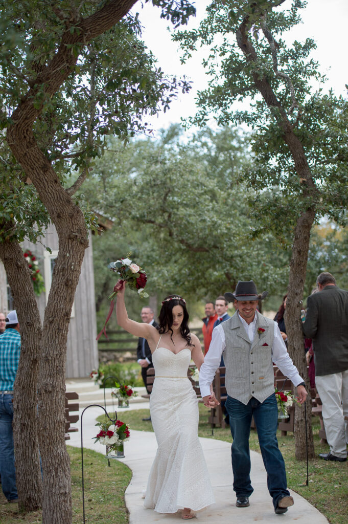 bride and groom wedding recessional