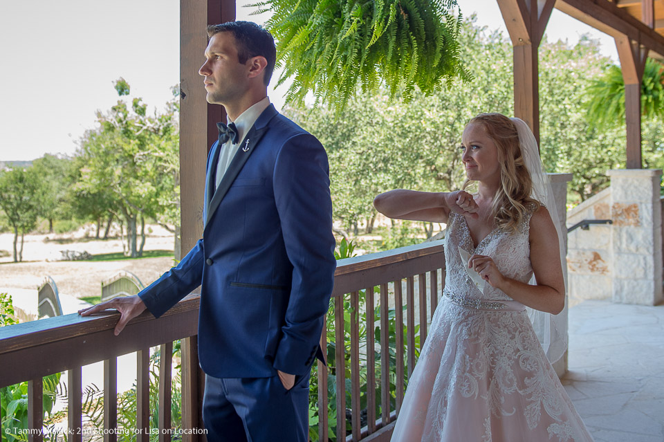 bride and groom first look at boerne milestone 