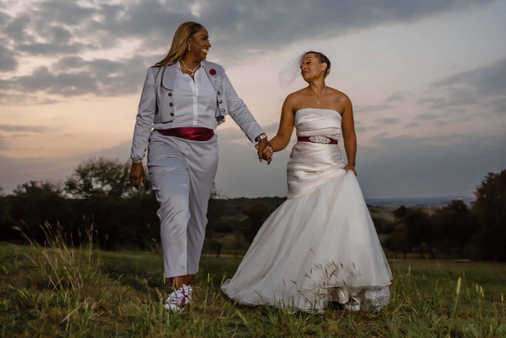 same sex couple on their wedding day